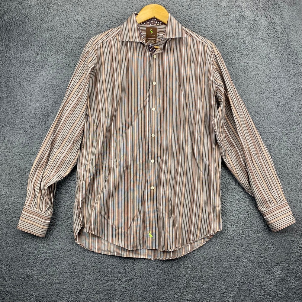 Tailorbyrd Striped Button Down Shirt Long Sleeve Cotton Blend‎ Casual Mens L